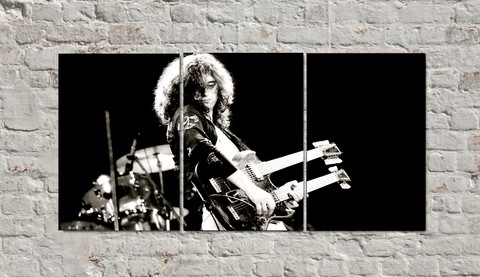 Cuadros - Triptico Led Zeppelin Jimmy Page con guitarra doble