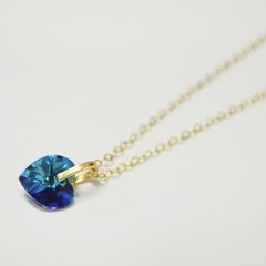 CADENA DIJE CORAZON CRISTAL AZUL
