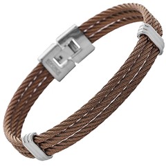 Pulsera Caballero Acero Bronce - Plata