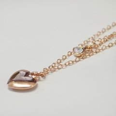 COLLAR DOBLE CRISTAL Y CORAZON