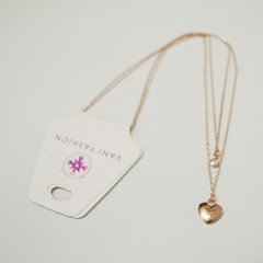 COLLAR DOBLE CRISTAL Y CORAZON - Vani Fashion