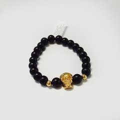 PULSERA PIEDRA NEGRA Y CALAVERA