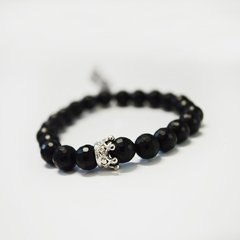 PULSERA CABALLERO PIEDRA NEGRA Y CORONA - comprar en línea
