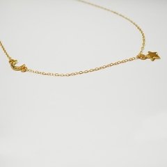 CADENA CORTA DIJE ESTRELLA Y LUNA