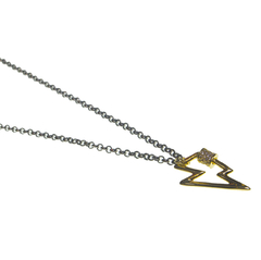 COLLAR CADENA NEGRA RAYO DORADO - buy online