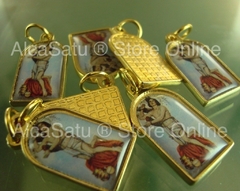 10 Medallas Dijes San Pantaleon Dorada Esmaltada 2,5cm - comprar online