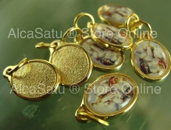 10 Medallas Dijes Virgen Fatima Aparición Esmaltadas 1,9cm Dorada