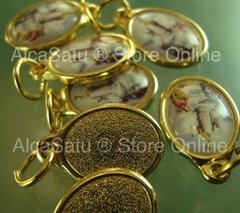 10 Medallas Dijes Virgen Fatima Aparición Esmaltadas 1,9cm Dorada - comprar online