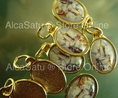 10 Medallas Dijes Virgen Fatima Aparición Esmaltadas 1,9cm Dorada en internet