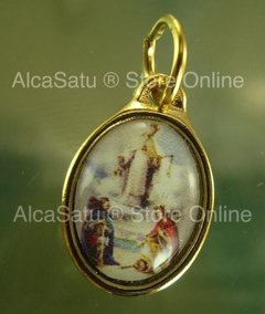 10 Medallas Dijes Virgen Fatima Aparición Esmaltadas 1,9cm Dorada - tienda online