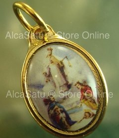 Imagen de 10 Medallas Dijes Virgen Fatima Aparición Esmaltadas 1,9cm Dorada