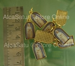 10 Medallas Dijes Virgen Dulce Espera Esmaltadas 2,5cm Doradas