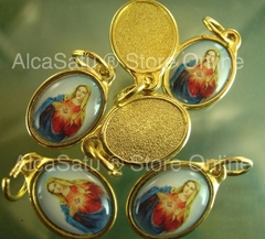 10 Medalla Dije Sagrado Corazón María Religioso Esmaltada 1,9cm Dorada - comprar online