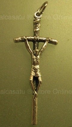 10 Cruz Dije Jesus Cristo papal souvenir 45mm plateada - tienda online