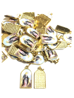 10 Medallas Dije Virgen Milagrosa Esmaltada 2,5cm Dorada