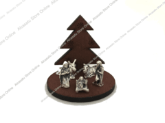 Mini Pesebre Navidad pino 5 piezas alpaca y madera alcasatu