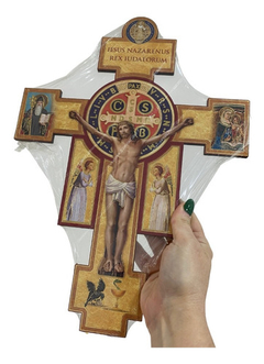 Cruz San Benito Colgar Crucifijo Decoración 27x37cm Italy - alcasatu 
