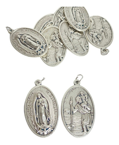 10 Medallas Virgen Guadalupe Y San Cristobal Souvenir Italy