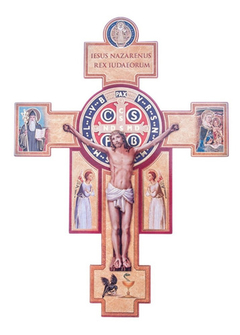 Cruz San Benito Colgar Crucifijo Decoración 27x37cm Italy - tienda online