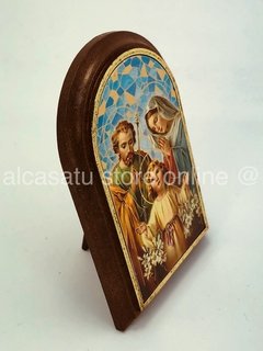 sagrada familia cuadro alcasatu filigrana italia madera plata religión oro