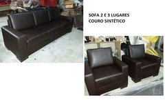 Sofa SF299 3 lugares mais 2 poltronas em couro sintético de excelente qualidade