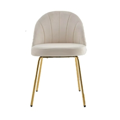 Silla Shell Tapizada en Pana con pata dorada