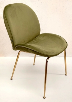 Silla Velvet Verde Claro Base Dorada
