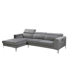 Sillon Esquinero en L en Pana Gris pata Cromada