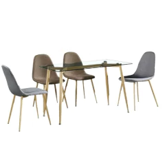 Mesa Tulip de Vidrio 140x80 + 4 Sillas New Eames Tapizada