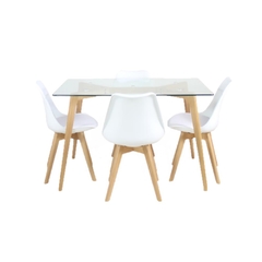 Mesa Tulip de Vidrio 120x80 + 4 Sillas Tulip 