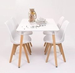 Mesa Eames Mario Cellini 140x80 + 4 Sillas Tulip
