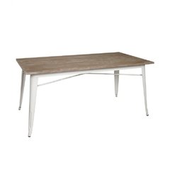 Mesa Tolix Blanca Tapa Madera 160x80