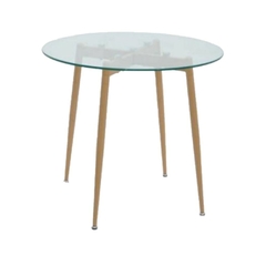 Mesa Tulip Vidrio 1 Metro pata Simil Madera