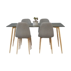 Mesa Tulip de Vidrio 140x80 + 4 Sillas New Eames Tapizada