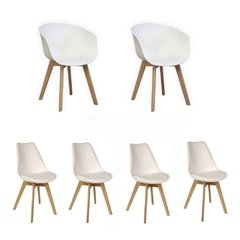 4 Sillas Tulip con almohadon + 2 Sillones New Tulip