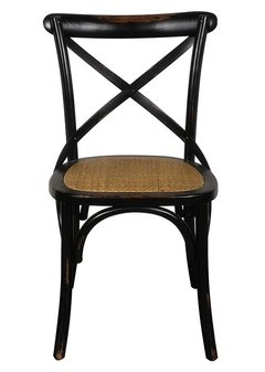 Silla Cross Vintage Madera Ratan Negra