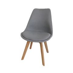 Silla Tulip Tapizada en tela Lino Gris