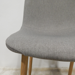 Silla New Eames Tapizada Lino Gris Pata Simil Madera