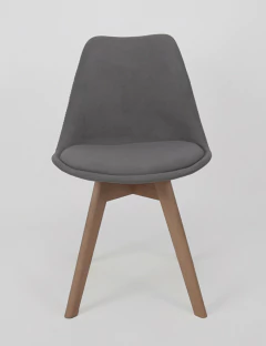Silla Tulip Tapizada Velvet Aterciopelado Gris