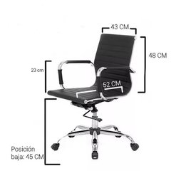 Sillon Aluminium Eames Negro Respaldo Bajo - comprar online