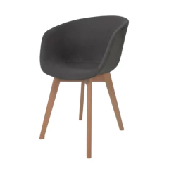 Sillón Tulip Tapizado Gris Pata Madera