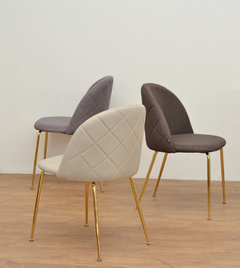 Silla Thea Lino Gris Claro Base Dorada