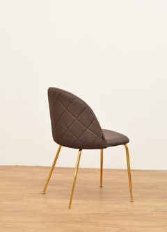 Silla Thea Lino Gris Oscuro Base Dorada