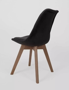 Silla Tulip Tapizada en Pana Negra
