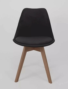 Silla Tulip Tapizada en Pana Negra