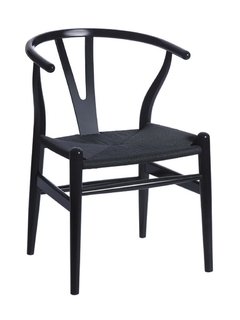Silla Wishbone Negra Ratán Negro