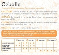 Semillas de Cebolla Valenciana LA RURAL - comprar online