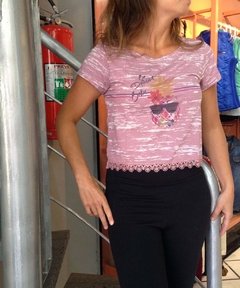 Blusa Tshirt Feminina Cropped Camiseta Estampa Abacaxi Curta - comprar online