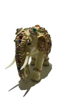 Elefante divino decorado com pedras em resina 20cm - comprar online
