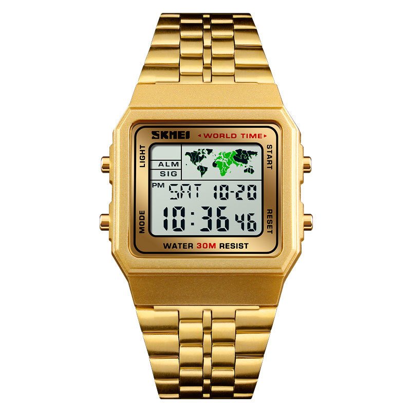 reloj digital dorado hombre